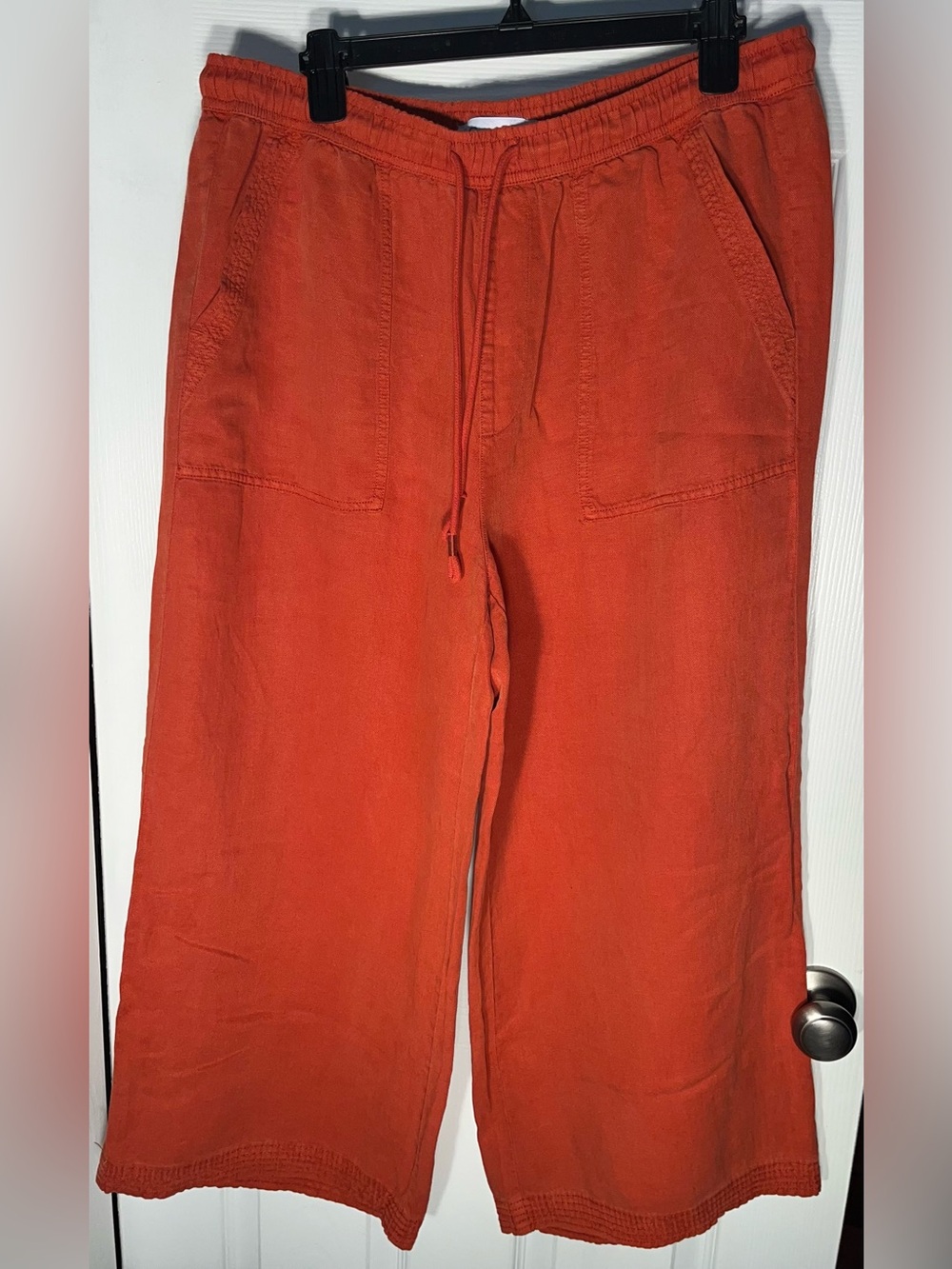 C&C California Women’s Orange Linen Blend Wide Leg Pants Cropped XL